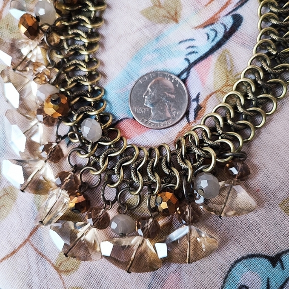 Unsigned Statement Necklace Huge Abstract Glass L… - image 2